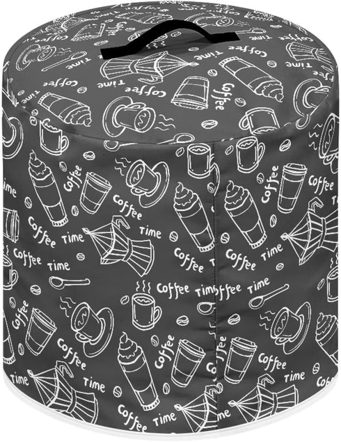 Dust Cover for 3 Quart Instant Pot, Easy Clean Pressure Cooker Cover with Pocket for Home Decor (Coffee Time Black)