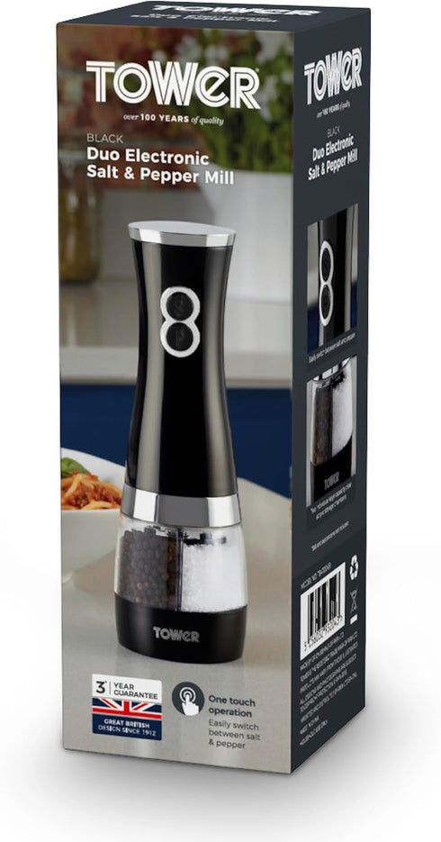 Tower Duo Electric Salt/Pepper Mill - Black