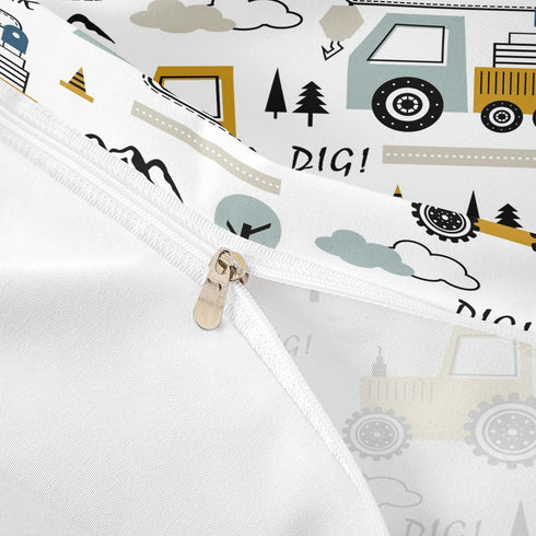 Set Set Set 2Pcs Feelyou Cartoon Car Kids Bedding Construction Bedding Duvet Cover Boys Decor Equipment Trucks