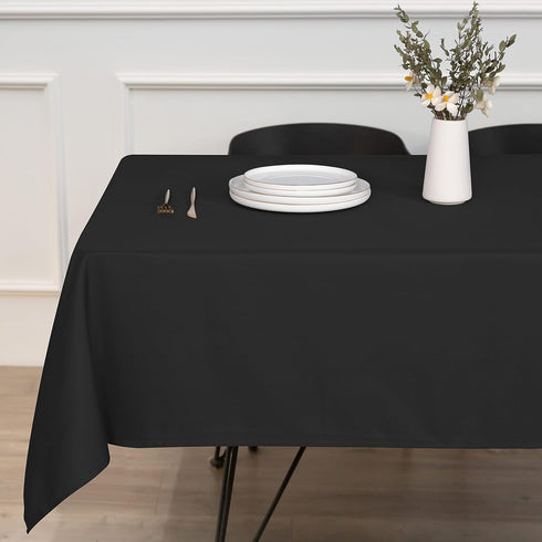 sancua Rectangle Tablecloth, 70 x 90 Inch Stain and Wrinkle Resistant Washable Polyester Table Cover (Black)