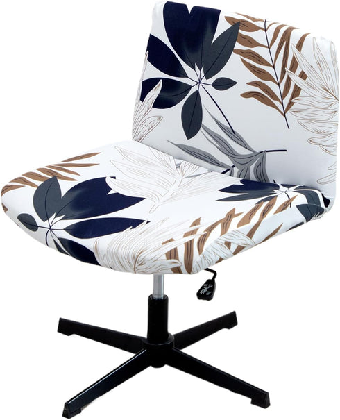 LiveGo Armless Chair Slipcover, Knitted Jacquard Modern Cover for Wide Seat Computer Task Chair