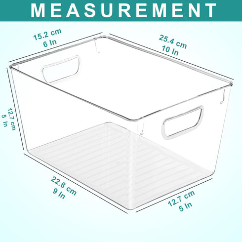 Utopia Kitchen Clear Organizer Bins, 6 Pack Large Storage Containers for Pantry, Fridge, Kitchen Organization