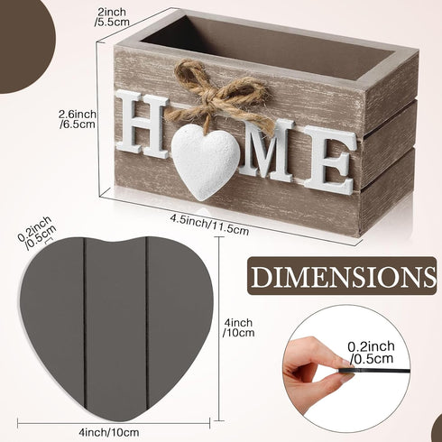 Set 6 Patelai of Wooden Heart Coasters House Warming Gifts New Home White Elephant Gifts for Adults Funny Farmhouse