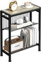 Narrow Side Table for Small Space, 3-Tier End Table with Magazine Holder,