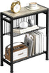 Narrow Side Table for Small Space, 3-Tier End Table with Magazine Holder,