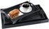 MDLUU Set of 3 Plastic Serving Tray - Black Ottoman Tray with Cutout Handles, Rectangle Butler Tray for Breakfast