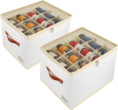 Patinao 2 Pack Shoe Storage Box Organizer for Closet - 24 Cell