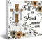 Christian Sign Fall Decor, Rustic Wood Box Desk Decor for Living Room and Bedroom, 5x5 Inch "Fall for Jesus He Never