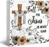 Christian Sign Fall Decor, Rustic Wood Box Desk Decor for Living Room and Bedroom, 5x5 Inch "Fall for Jesus He Never