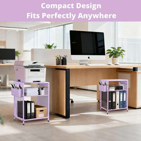 19in 3-Tier 3 ECOLOVI Kids Nightstand High for Floor Beds, Metal Small Bedside Table with Adjustable Storage Shelf