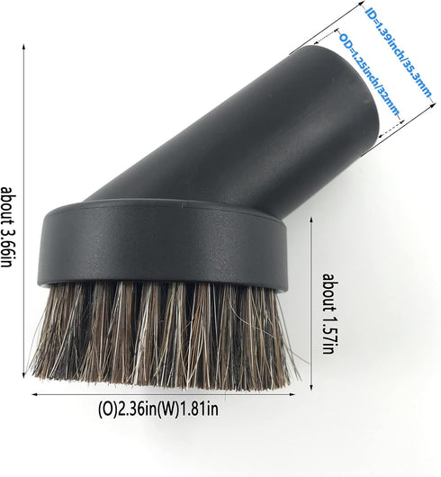 SCStyle 1.25 Inch Round Soft Mixed Horse Hair Vacuum Cleaner Dust Brush, 1Pcs