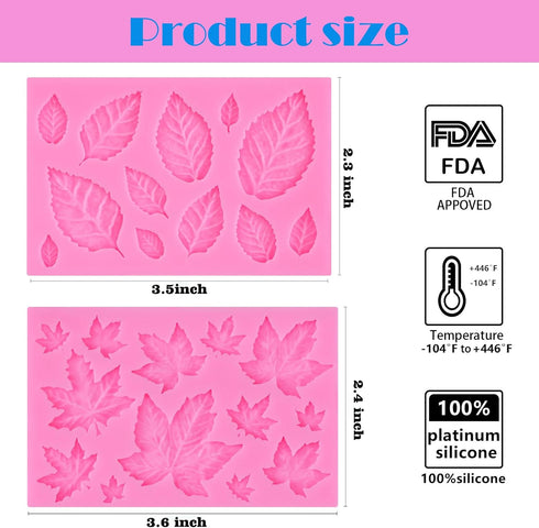 Actvty Silicone Maple Leaf Mold for Fondant, Cupcake Topper, Chocolate Candy, Sugar Craft Cake Decoration, Resin Mold