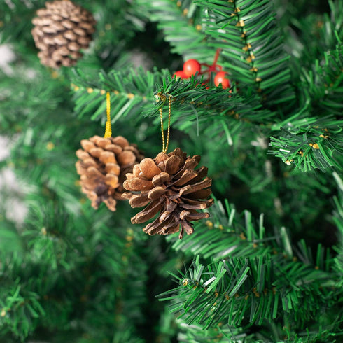 Whaline 25 Pcs Christmas Pine Cones Decoration with String, Natural Rustic Pinecones Bulk Ornaments for Crafting