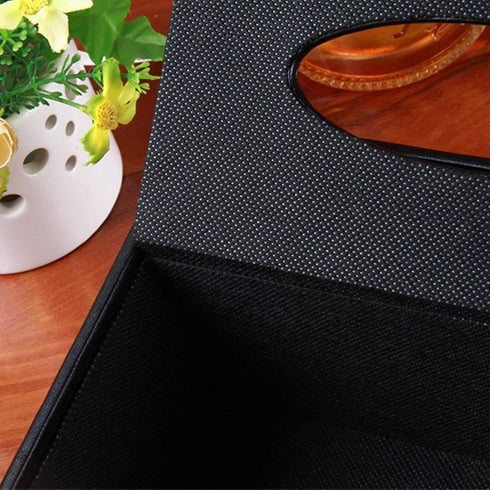 PU Leather Tissue Box Cover, Multifunctional Holder with Stationery Remote Control Box, Elegant Home Napkin Holder
