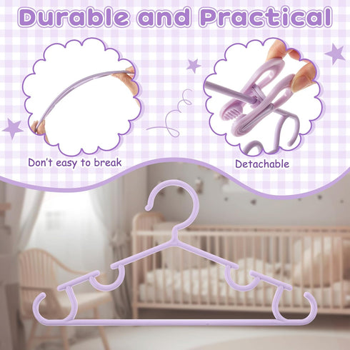 Hsei 60 Pack Closet, Pastel Color Kids Nursery Hangers Plastic Baby Hangers Heavy Duty Toddler Hanger for Pants, Coat