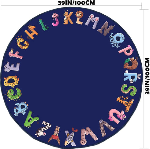 Mishareal Round Kids Play Rug, ABC Rugs for Kids, Toddlers and Baby, Nursery Area Rug Soft Crawling Play Mat, Non Slip