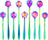 9 PCS Rainbow Flower Spoon Set, LEEFONE 2 Different Size Stainless Steel Reusable Teaspoons for Coffee Sugar Dessert