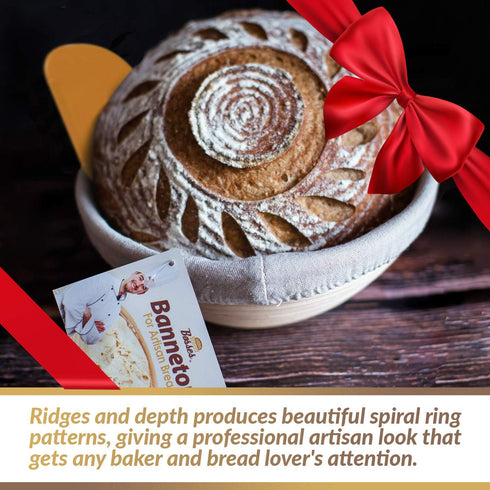 9 Inch Bread Banneton Proofing Basket - Baking Bowl Dough Gifts for Bakers, Proving Baskets for Sourdough