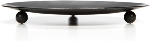 Hosley Set of 6 Black Iron Pillar Plates, 7 Inch Diameter for Weddings, Candle Gardens, Spa, Aromatherapy