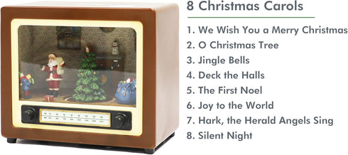 MOMENTS IN TIME 5.5 8 Retro Radio with Santas Home Scene LED Lighted Musical Christmas Dcor, Animated Moving Tree