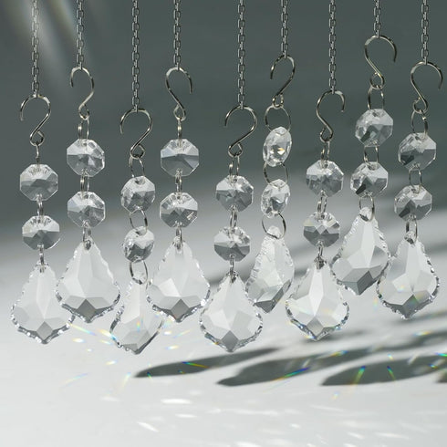 10pcs Crystal Sun Catcher, 38mm Clear Maple Leaf Crystal Chandelier Prism Pendant