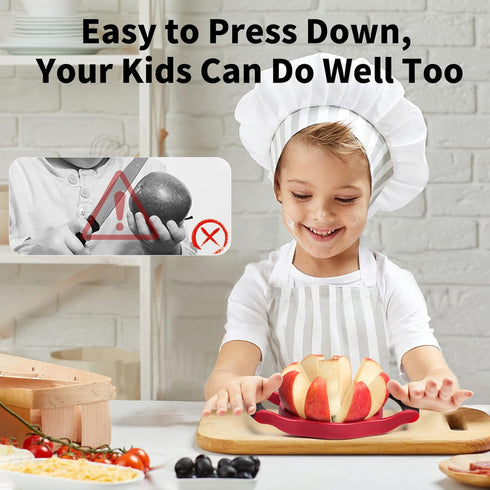 Newness 5.12 Inch Extra Large Apple Slicer, Heavy Duty Cutter for 8 Slices, Stainless Steel Corer - Red