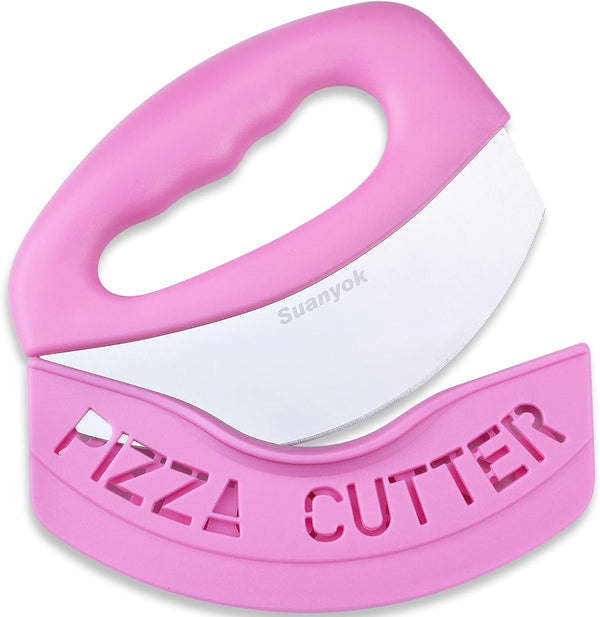 Premium Pizza Cutter Food Chopper, Super Sharp Stainless Steel Rocker Slicer with Protective Sheath, Dishwasher Safe