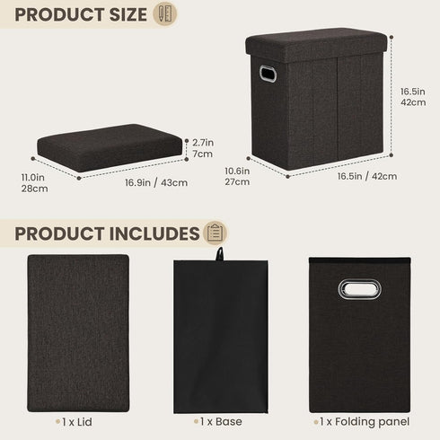 16.5x16.5x10.6in COSYLAND Ottoman with Storage Collapsible Fabric Ottoman Footrest Foot Stool for Room Small Slim Tall