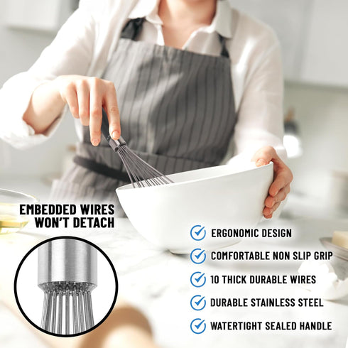 Zulay 11-Inch Stainless Steel Whisk - Balloon Whisk Kitchen Tool with Soft Silicone Handle