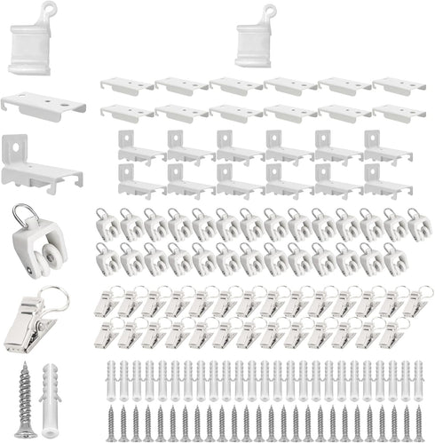 KOLAKO Curtain Track Accessories - 12 Feet Curtain Rail Wall and Ceiling Mount Brackets, Flexible Curtain Track Hardware