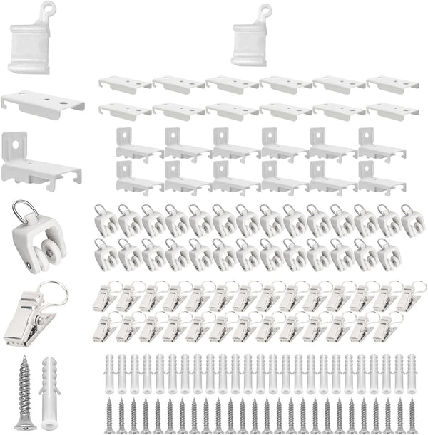 KOLAKO Curtain Track Accessories - 12 Feet Curtain Rail Wall and Ceiling Mount Brackets, Flexible Curtain Track Hardware