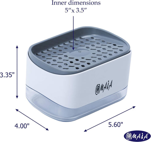 OMAIA 2-in-1 Dish Soap Dispenser with Sponge Holder - Smart Kitchen Organizer for Sink Countertop