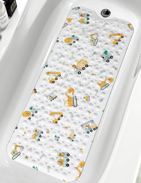 LNOND Baby Bath Mat Non Slip,Kids Bath Mat for Bathroom,Dinosaurs Driving Excavator