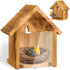 Window Bird Houses for Outside, Clear Bird House with 2 Powerful Hooks, Hanging Wooden Birdhouses for Outdoors