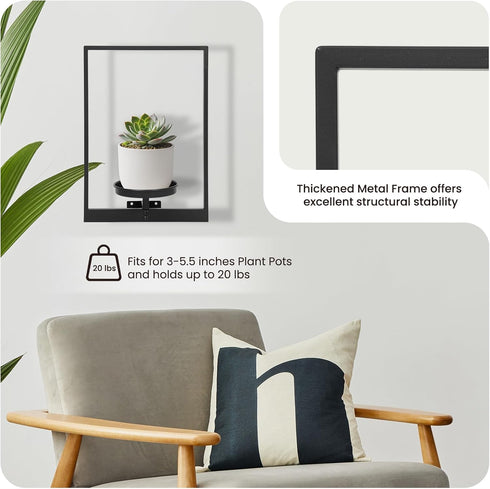 Set 2, Wall Plant Holder Floating Shelves for Wall of Wall Planters for Indoor Plants - Premium Metal Hanging Plant