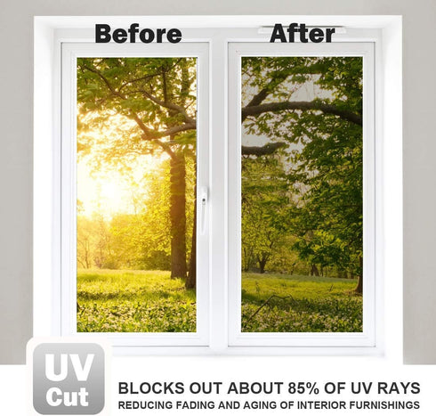 WPCTEV One Way Mirror Window Film, Silver, 6 Mil, 23.6 Inch x 6.5 Feet, Privacy Static Non-Adhesive Tint for Home &