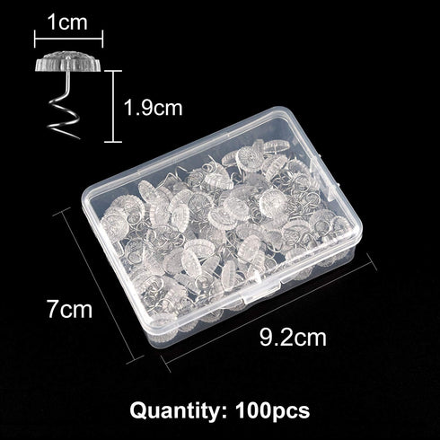 KUUQA 100 Pieces Upholstery Twist Pins, Clear Heads Bed Skirt Pins for Slipcovers and Bedskirts