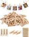 Sturdy Mini Clothes Pins, 150 Pcs 1 Inch Natural Wooden Clothespins with 33 FT Jute Twine for Crafts Display