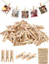 Sturdy Mini Clothes Pins, 150 Pcs 1 Inch Natural Wooden Clothespins with 33 FT Jute Twine for Crafts Display