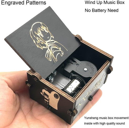 Pursuestar SpAway Wind Up Music Box, Vintage Engraved Wood Mechanism Musical Gift for Anime Fans