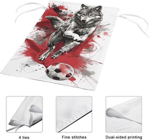 Wolf Playing Soccer Garden Flag Silver and Black Double Sided 12x18 Inches for Holiday Decoration Home Decor
