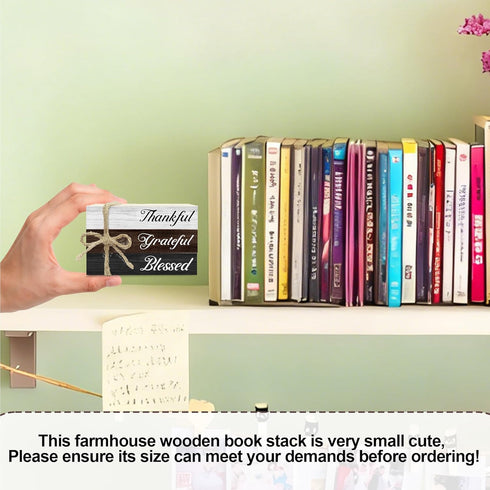Ycyfckdr (L76) Decorative Books For Home Decor, Wood Book Stack For Table Decor, Thankful Grateful Blessed Decoration