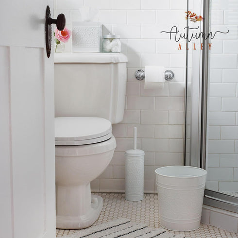 Sets Autumn Alley White Toilet Brush and Holder Bathroom Accessories, Bathroom Toilet Brush for Modern Bathroom Decor