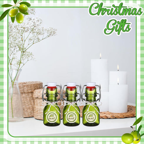 20 Pack Favors(2 oz,Olive Queekay Mini Swing Top Glass Bottles for Vanilla Extract Homemade Olive Oil Bottles with Lids