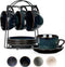 SIDUCAL Espresso Cups Set of 4, 8oz Porcelain Coffee Cups with Saucers, Microwave/Dishwasher Safe