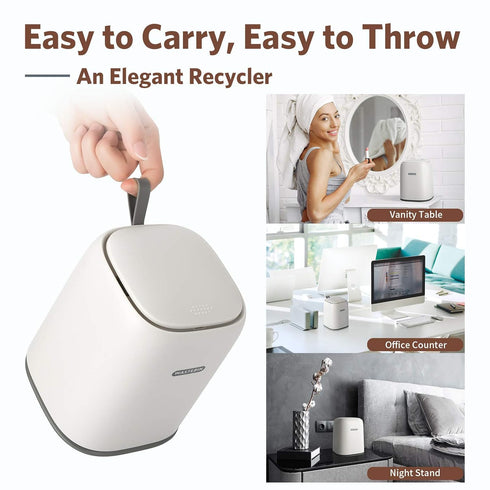 Mini Countertop Trash Can with 3 Rolls of Trash Bags, 1.5 L Wastebasket with Press Type Lid, Navy Blue