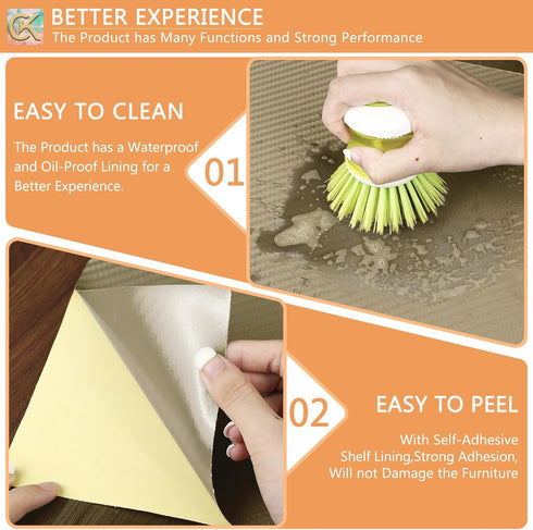 Self-Adhesive Shelf Liner, Waterproof Backed Paper Easy Peel and Stick Contact Liner for Kitchen Countertops