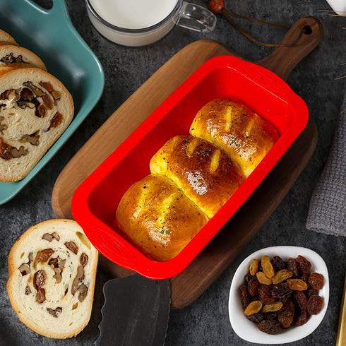 SOV Silicone Bread Loaf Pan,10 * 5 inch,set of 2, Non-Stick Loaf Pan and Easy Release, Ideal for Bread, Toast, Brownie, Homemade Cakes and Quiche Pie, (2 pcs