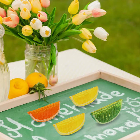 24PCS CCINEE Artificial Lemon Blocks,Realistic Fake Lemon Lime Wedge Block Fruit Decor for Home Kitchen Decoration