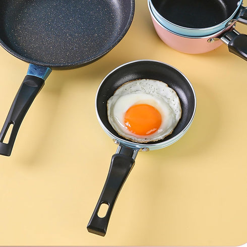 Zoofen 4.7" Mini Round Frying Pan, Non-Stick Egg Skillet with Long Handle for Breakfast